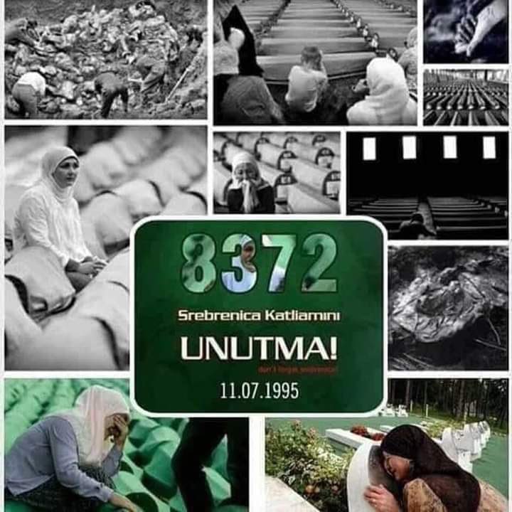 İnsanlık tarihinin kara lekesi #Srebrenitsa Soykırımı’nın 26. yıldönümünde, bu zulümde şehit düşenlere Allah’tan rahmet, ailelerine ve Boşnak kardeşlerimize sabır diliyorum...

#Srebrenica26 #SrebrenitsayıUnutmadık