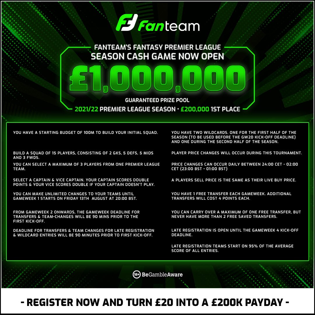 🏴󠁧󠁢󠁥󠁮󠁧󠁿 TWITTER COMPETITION 🏴󠁧󠁢󠁥󠁮󠁧󠁿

IF 𝙀𝙉𝙂𝙇𝘼𝙉𝘿 bring it home tonight, we’ll give away 5️⃣5️⃣ (yes, FIFTY FIVE!) £20 entries to our £1,000,000 Fantasy Premier League season-long game!

𝗧𝗢 𝗘𝗡𝗧𝗘𝗥

1⃣ RETWEET this tweet
2⃣ Follow <a href="/FanTeamOfficial/">FanTeam</a>

#ThreeLions #Euro2020Final