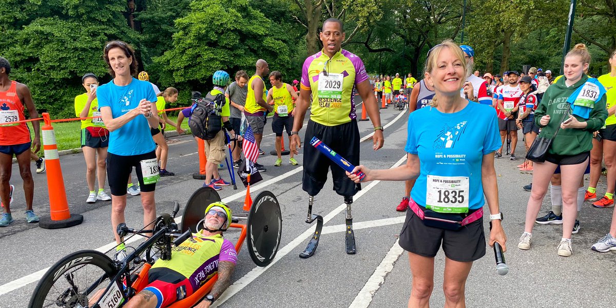 jPluhowski's tweet photo. @TDBank_US CMO @tyrrelllynn passes baton to kick off Achilles Hope &amp; Possibility 4M Road Race by TD Bank yesterday in Central Park — a proud day for disability inclusion. #GoAchillies #ProudToBeTD https://t.co/vHRiTxwYH7