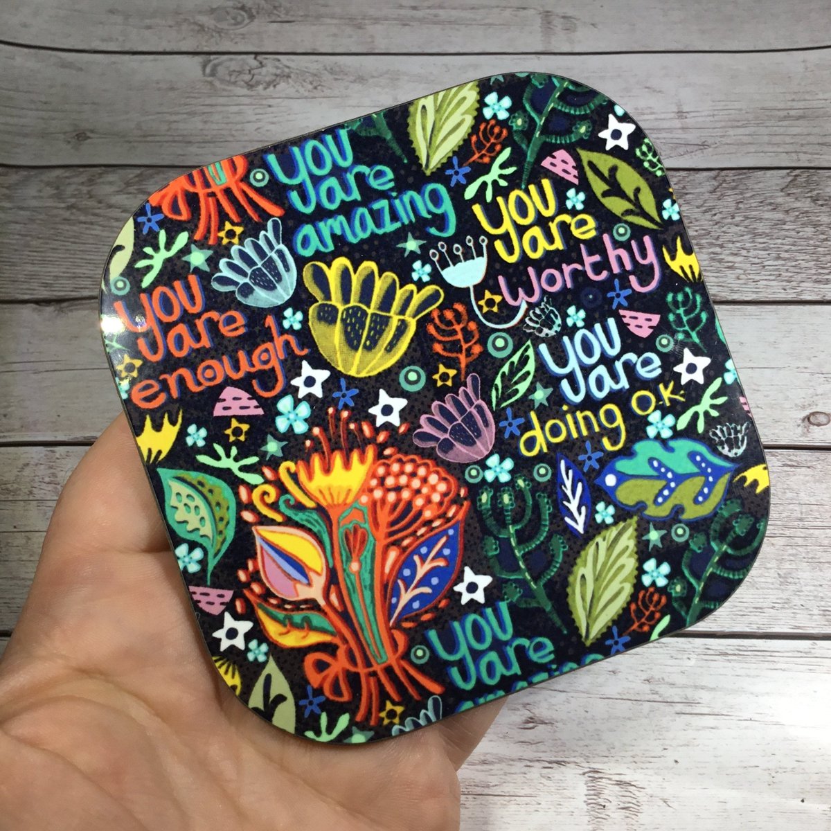 buck_lj's tweet photo. You Are Amazing Coaster, Motivational Quote Coaster, Positive Affirmation Coasters, Thinking Of You, Housewarming Gift, Inspirational Gifts. https://t.co/MVEClYKeyx #Slumbermonkey #Etsy #DrinksCoasters https://t.co/xnPm6GvxX8