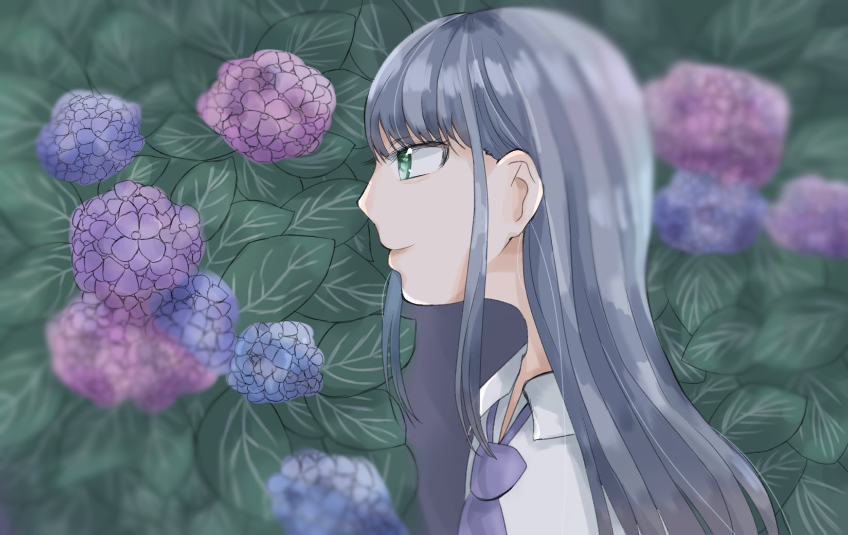 さちもこ 紫陽花描くのめんどかった 紫陽花 花 イラスト 美人 美少女 可愛い 綺麗 梅雨 雨 影 季節 ギリギリ 制服 ブレザー ネクタイ 葉っぱ つり目 アイビス 指描き スマホ 絵師さんと繋がりたい T Co 1q3zvsh2j6 Twitter