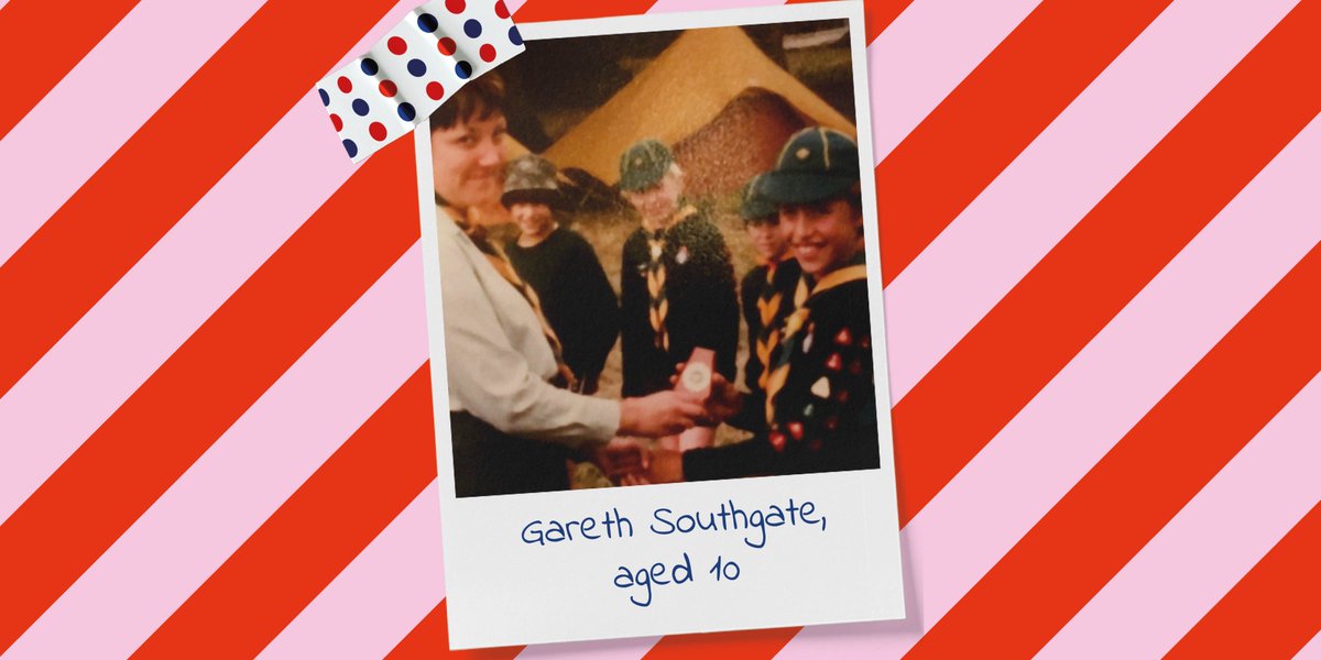 scouts's tweet photo. A massive good luck to Gareth Southgate and the whole @England team for the #EuroFinal today! Here’s Gareth receiving an award as a Cub 40 years ago in his home town of Crawley. Hopefully he’ll bring home another trophy soon. #Euro2020 #England #ThreeLions https://t.co/aSNWNOdDfL