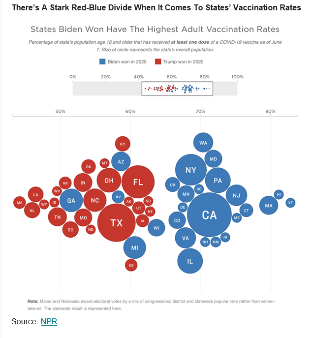 Powerful visual: Vaccination rates by how states voted in 2020