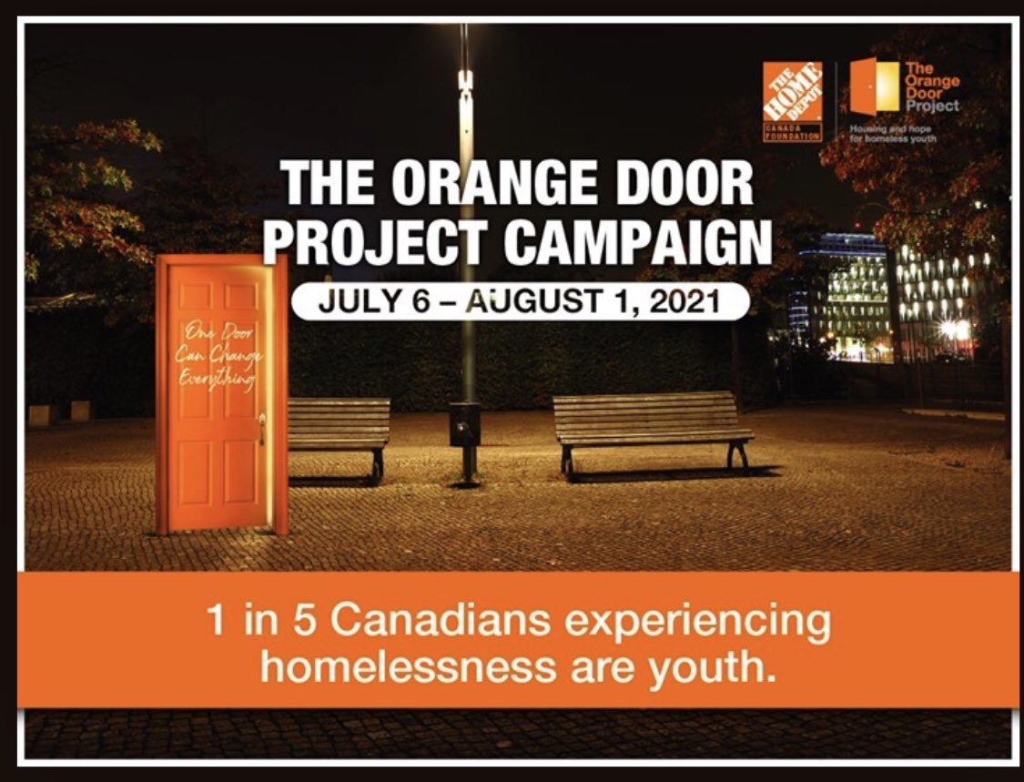 LivingRockHamON's tweet photo. 1 in 5 Canadians Experiencing Homelessness are Youth.  We are so thankful for @homedepotcanada who have partnered with us and many other charities across Canada, in responding to vulnerable youth who are or are at-risk of experiencing homelessness. 
#orangedoorproject #hamont https://t.co/OSgurvXZqb