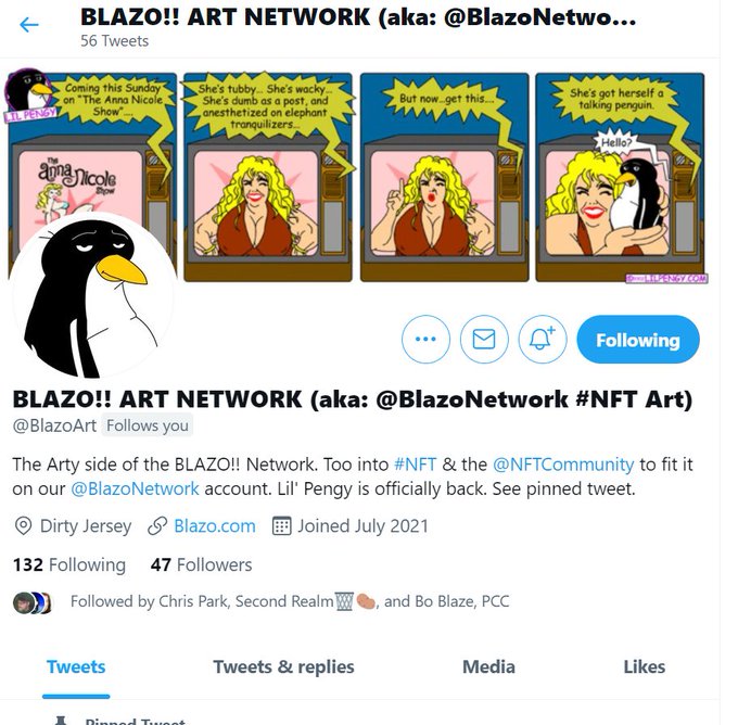 If you are interested in #NFT's and/or BLAZO!! Art endeavors, we've moved that to a new account.  PLEASE<a href="/tag/nft"class="tags">#NFT</a><a href="/tag/cryptoart"class="tags"><span>#cryptoart</span></a><a href="/tag/nfts"class="tags"><span>#nfts</span></a><a href="/tag/nftcommunity"class="tags"><span>#nftcommunity</span></a><a href="/tag/nftartist"class="tags"><span>#nftartist</span></a><a href="/tag/nftcollector"class="tags"><span>#nftcollector</span></a>