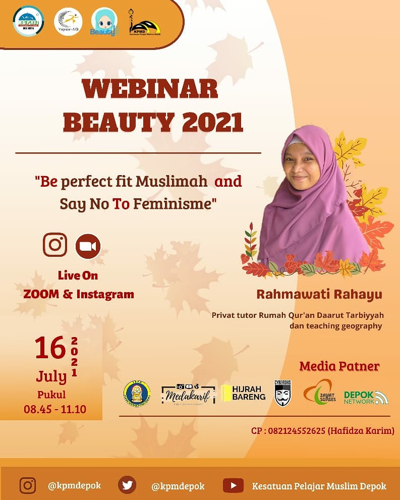 Hallo, para Pejuang Muslim Depok! KPMD mempunyai acara yang menarik loh khusus Akhwat. Kira² apa ya acara?🤔 
BEAUTY 2021 (Perempuan bukan batasan tapi keistimewaan).
Tunggu apalagi mari kita daftarlan diri kamu bit.ly/PendaftaranBEA…
dan jangan lupa ajak teman² kalian juga ya🙌