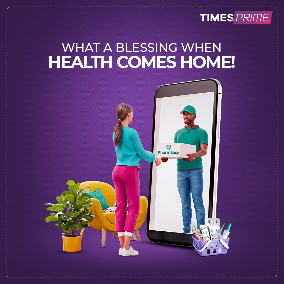 timesprime's tweet photo. Call health home with #TimesPrime! 

Get 23% off on all medicine orders and a 6-month @pharmeasyapp plus subscription, exclusively with your #TimesPrime membership! 

#meds #homedelivery #medicine #essentialsdelivery #health #Medical #healthcare #MedTwitter https://t.co/Sl05dd5aBX