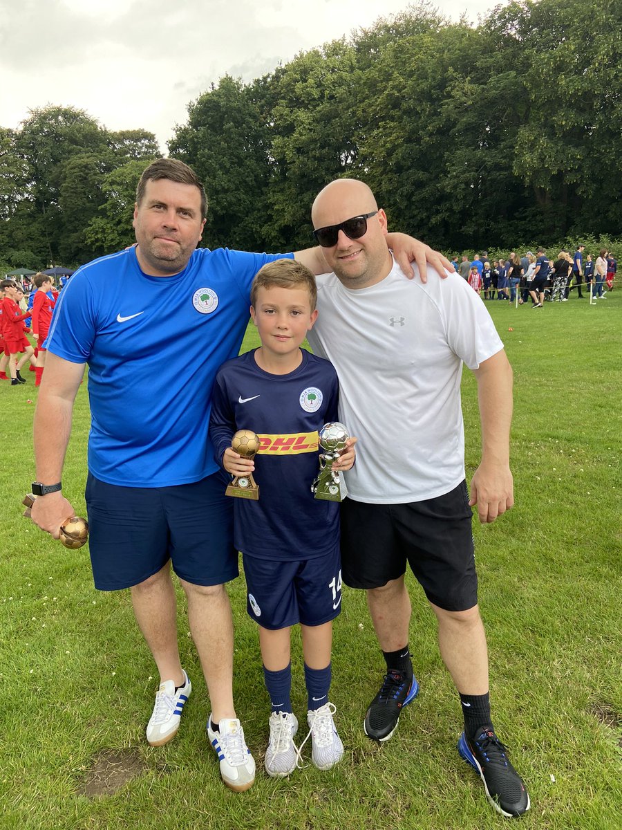 NSpruin's tweet photo. Brilliant day for Josh’s team presentation yesterday was great to see all the kids having a great time 😍x josh is absolutely made up to be chosen for most improved player of the season 💙⚽️💪🏆 #happy #proud @StMarksHalewood @Wooltonsounders https://t.co/lYolHTq6aH