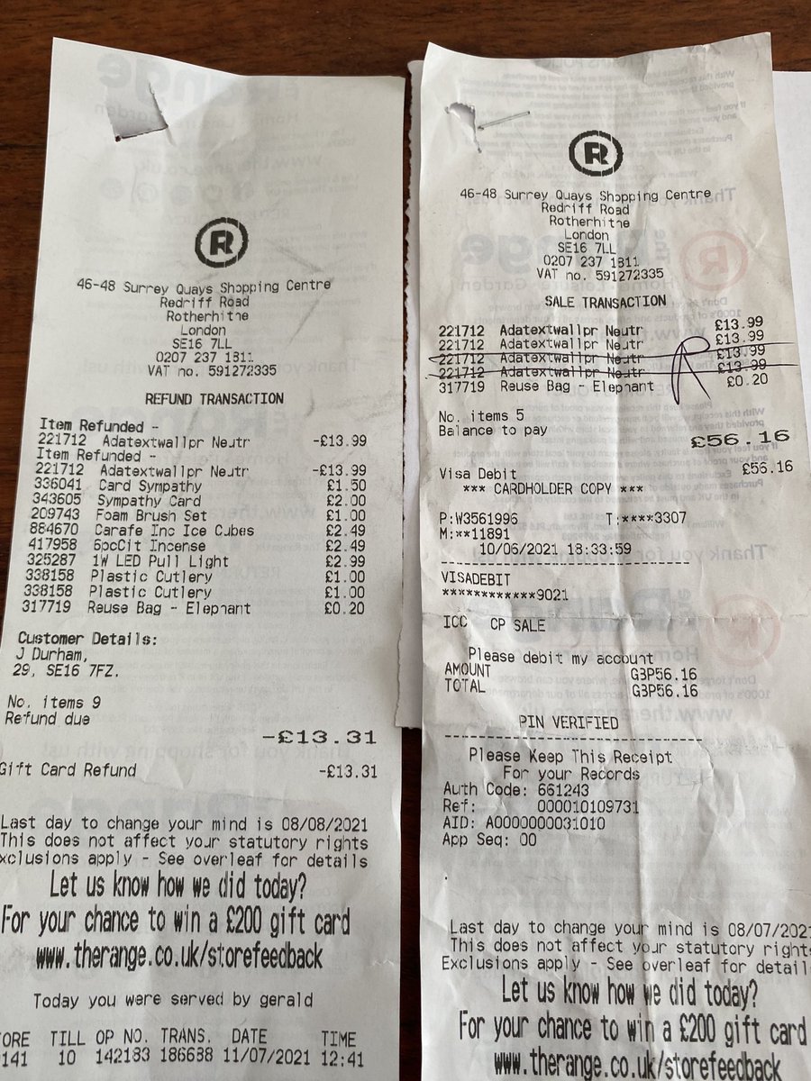 jo502's tweet photo. Cheers ⁦@TheRangeUK⁩ for charging me for reusing my own bag when returning items. #scam #therangeuk #idiotic https://t.co/2vtUXCCWIV