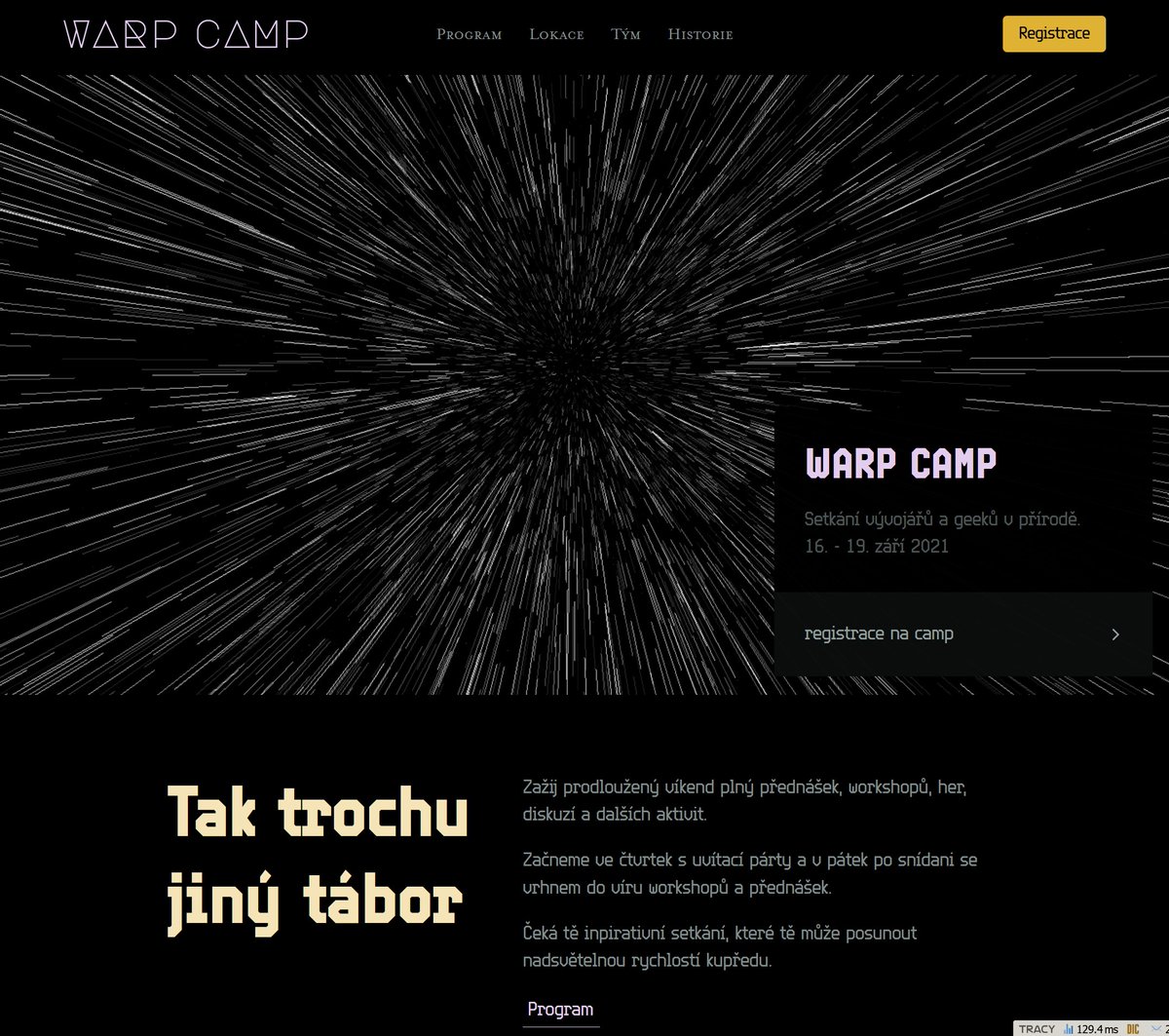 KreativniLab's tweet photo. Pracujeme na posledních úpravách stránek pro letošní @WarpCamp. Ten bude letos v září ‍🚀👨‍🚀👩‍🚀 https://t.co/qyBoArJ2Pk