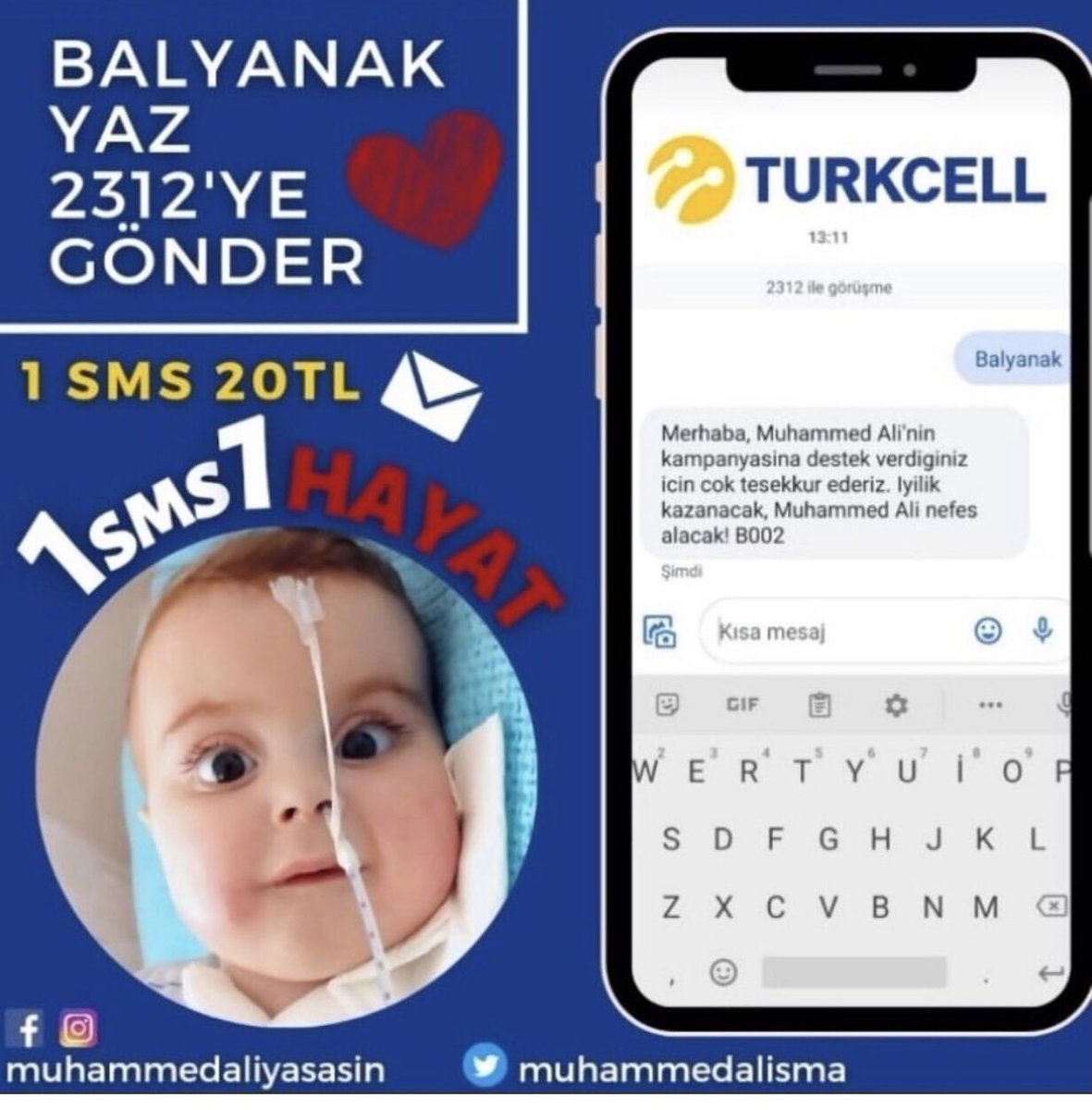 <a href="/yagosabuncuoglu/">Yağız Sabuncuoğlu</a> <a href="/muhabbetkya/">muhabbet kaya</a> <a href="/IleMucadele/">SMA</a> Sevgili <a href="/yagosabuncuoglu/">Yağız Sabuncuoğlu</a> Oğlum Antalya’da SMA1 hastası. Hastane randevusuna SON 51 GÜN kaldı ve kampanyamız %48’de. Eğer 263 bin kişi 40 tl gönderse KAMPANYAMIZ BİTECEK. 40tl BAĞIŞ ZİNCİRİ başlattık Desteğinizi rica ediyoruz. Turkcell’liler 2312’ye BALYANAK yazıp SMS atabilir. 🙏🏻