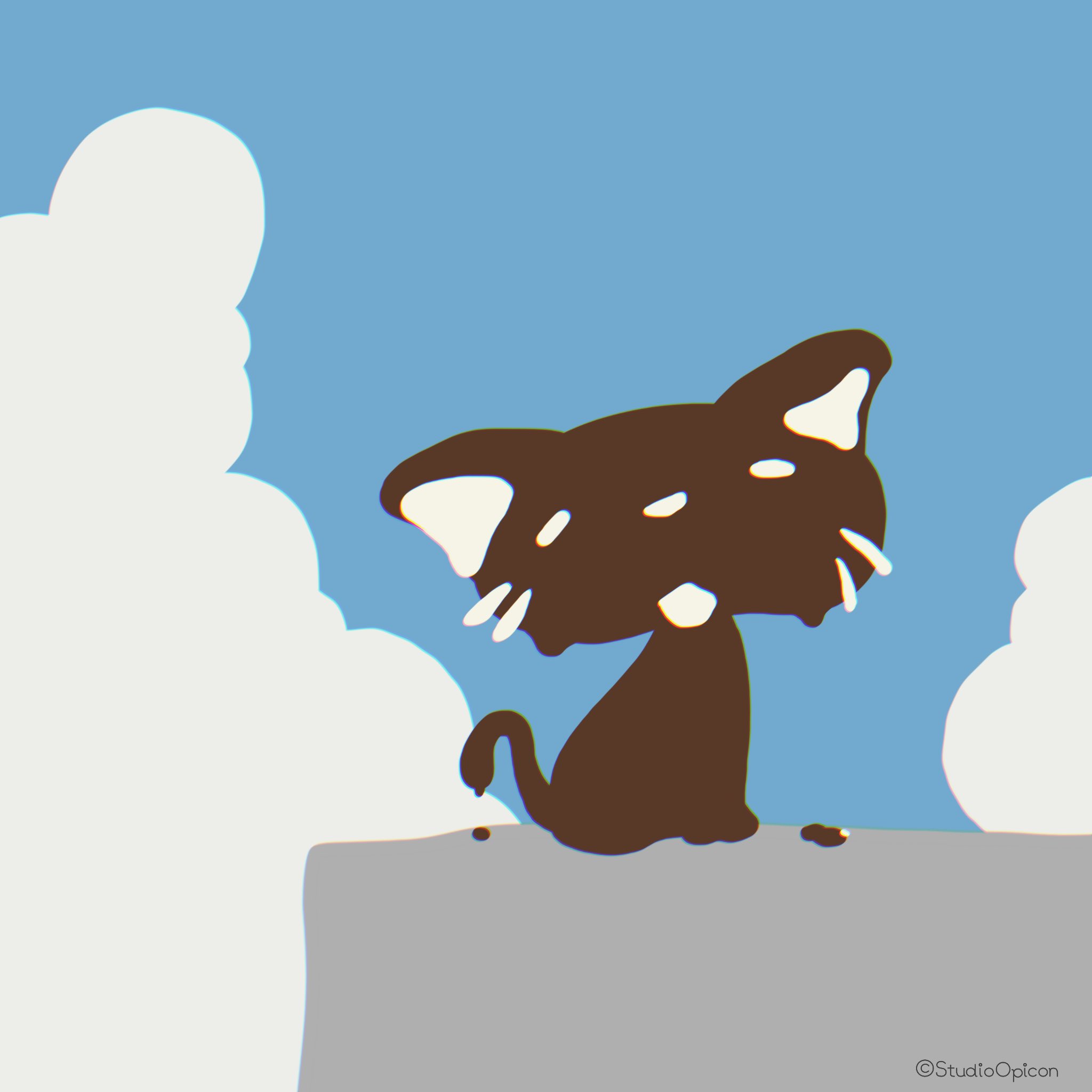 Studioopicon 溶けネコ イラスト キャラクター ネコ 猫 溶ける 暑い チョコ チョコネコ 動物イラスト 和み系キャラ ゆるいイラスト Illustration Art Character Cat Melt Meltycat Chocolate Hot Animalillustration