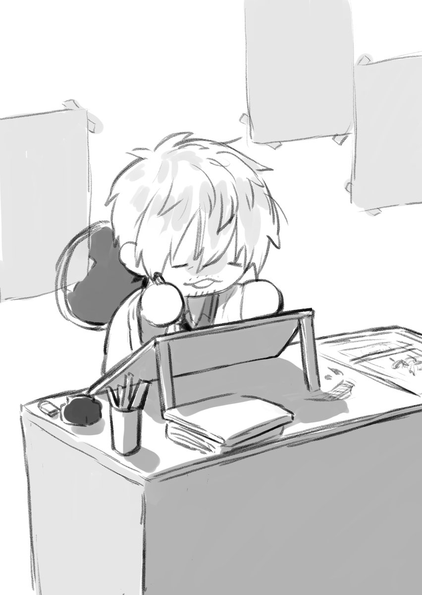 漫画のアシスタントをやっていた頃のモクマさん(妄想) 