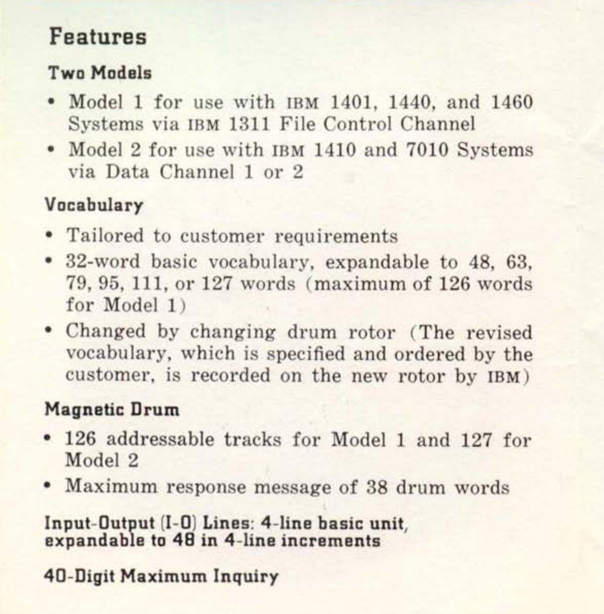 9600's tweet image. Reading about the IBM 7770 Audio Response Unit, which gave your 1960s mainframe the ability to speak, via magnetic drum and a vocabulary of from 32 to 127 words. More info:
ed-thelen.org/comp-hist/IBM-…
Yes, I would like one.