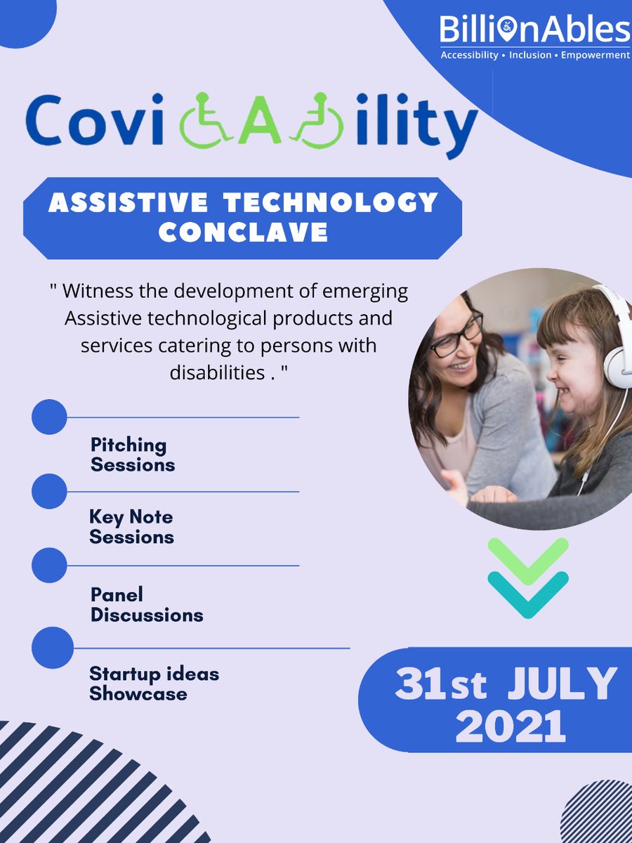 Billionables's tweet photo. The conclave will be graced by multiple renowned speakers and panelists who will deliver the keynote address and participate in pane discussions, on matters related to rehabilitation, accessibility, start up ecosystems etc. The event will also showcase the technologies developed. https://t.co/3mrZp5DahQ