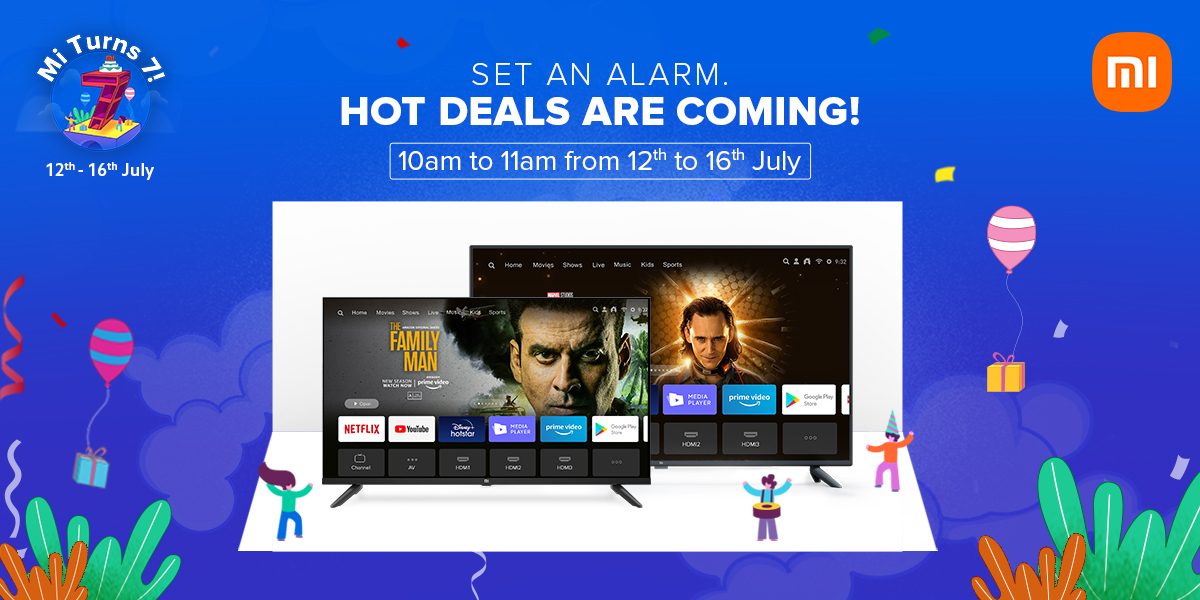XiaomiTVIndia's tweet photo. #HotDeals alert π₯
Weβre sure youβre all set to get #MiTVs this #MiAnniversarySale2021.
Well the sale starts midnight and is on till 16th July π
Check out exciting offers on your favourite TVs only on https://t.co/9TUcV2lDHo!
Know more: https://t.co/SzE1Ezd2TN https://t.co/M5dzdkeTiO
