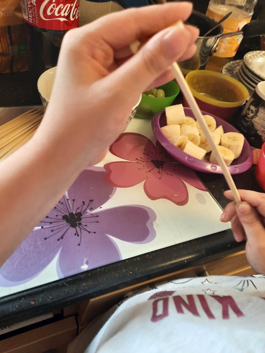 WakeSera's tweet photo. @OPA_LGR_Y2B esme making fruit kebabs......apparently they are our snacks for the match later #ItsCominHome https://t.co/yMBnbF49tJ