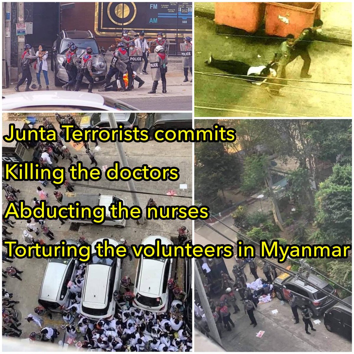 We’re facing ongoing shortage of healthcare workers &amp; equipments amid covid 3rd wave.The military terrorists are the real culprits as they abducted and killed doctors,nurses &amp; volunteers. WE NEED HELP FOR COVID-19 #WhatsHappeningInMyanmar #MyanmarNeedsO2