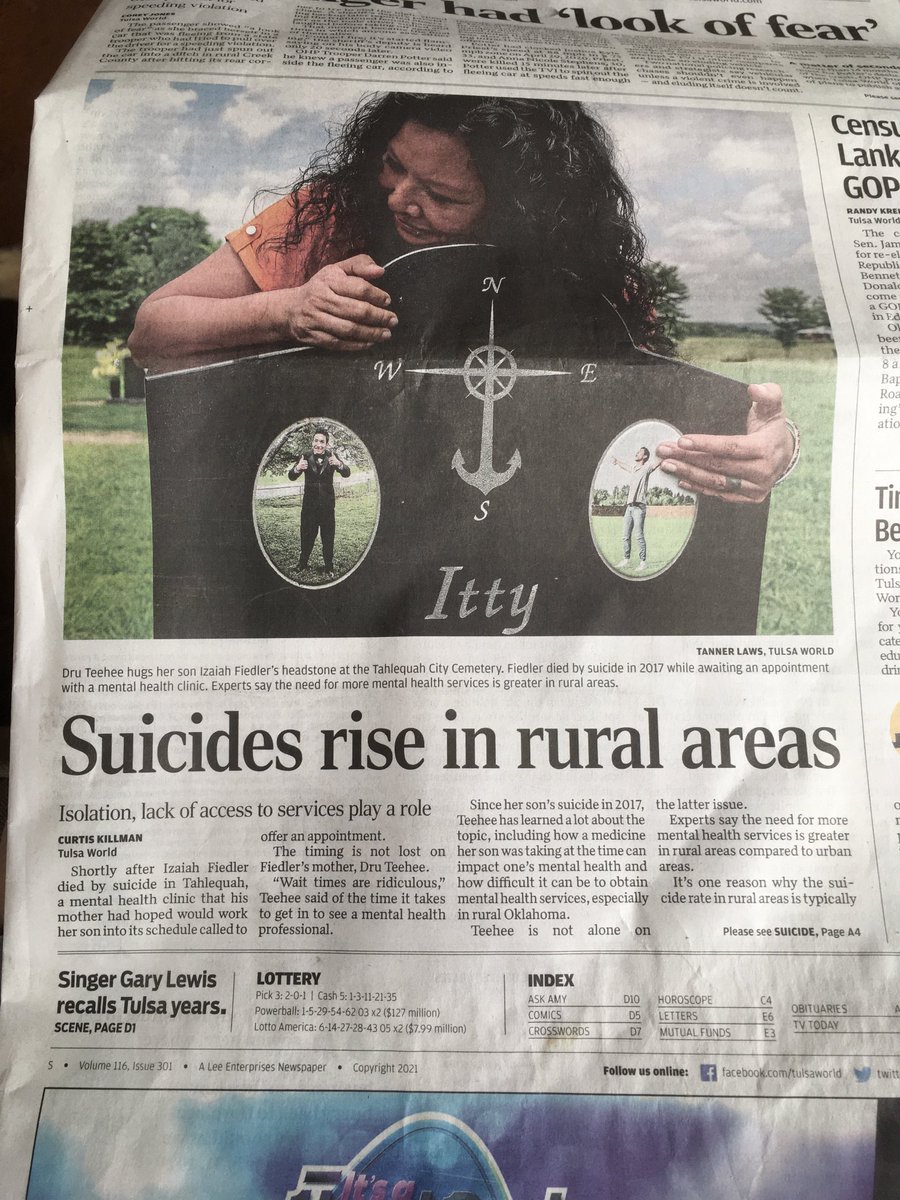 I hope that ⁦<a href="/NathanDahm/">Nathan Dahm</a>⁩ reads this ⁦<a href="/tulsaworld/">Tulsa World</a>⁩ piece carefully this morning. The headline highlights the severe lack of mental health services. There is no similar lack in access to firearms, the means used in the vast majority of suicides by young men. Tragic.