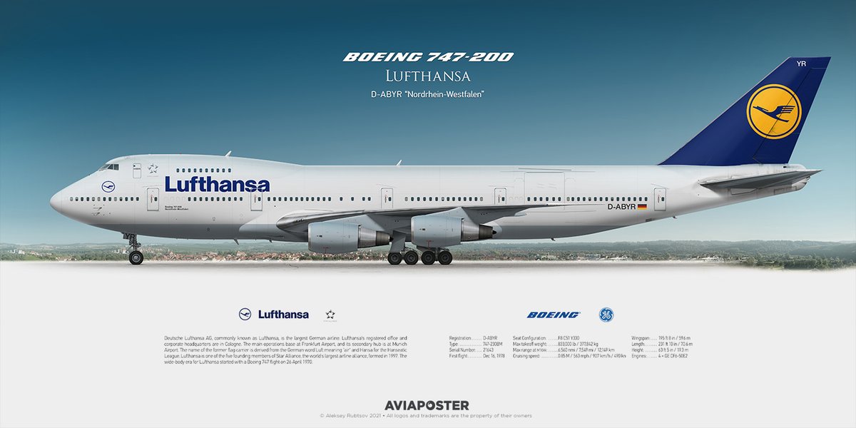 Boeing 747-200 Lufthansa Registration: D-ABYR Name: Nordrhein