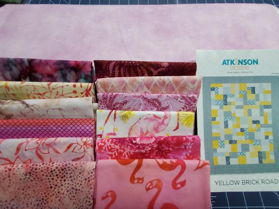 Yellow Brick Road Lap Size Quilt Kit with Pink etsy.me/3ATKz2U #sewing #pattern #beginnerpattern #quiltpattern #easyquiltpattern @etsymktgtool