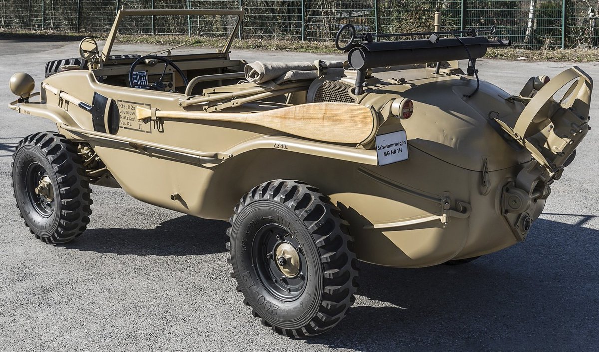UltimativCars's tweet photo. A new day, a new USED car [n°2]

From 1942-44, #Volkswagen produced the #Typ166 "#Schwimmwagen" ("floating car") for the #Wehrmacht  in 14.276 units.

Of course, many of those haven't survive the biggest crime in the humanity, which was the #WW2.
But, this one did &amp; it's on sale. https://t.co/kV9yu4YBkM