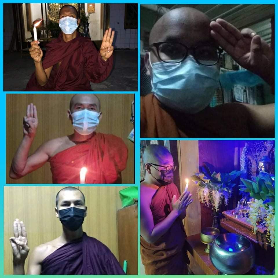 KaungKhantHto10's tweet photo. Monks prayed for all the troubles facing the people of Burma and the martyrs who fell in the Spring Revolution.

WE NEED HELP FOR COVID-19

#MyanmarNeedsO2
#July11Coup
#WhatsHappeningInMyanmar https://t.co/1thMWlj9u6