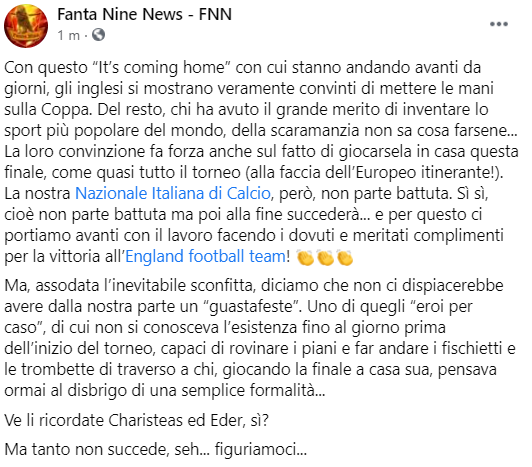 fanta9news's tweet photo. ...e congratulations all’@England per la meritatissima vittoria! 👏👏👏

Perché tanto figuriamoci se succede... seh...

#ItaliaInghilterra #Wembley
#ITAENG #ITA #ENG
#ItsComingHome
#Charisteas #Eder #guastafeste
#NonSuccede... #Euro2020
#fantacalcio #Fantanine https://t.co/YsVssvRVG8