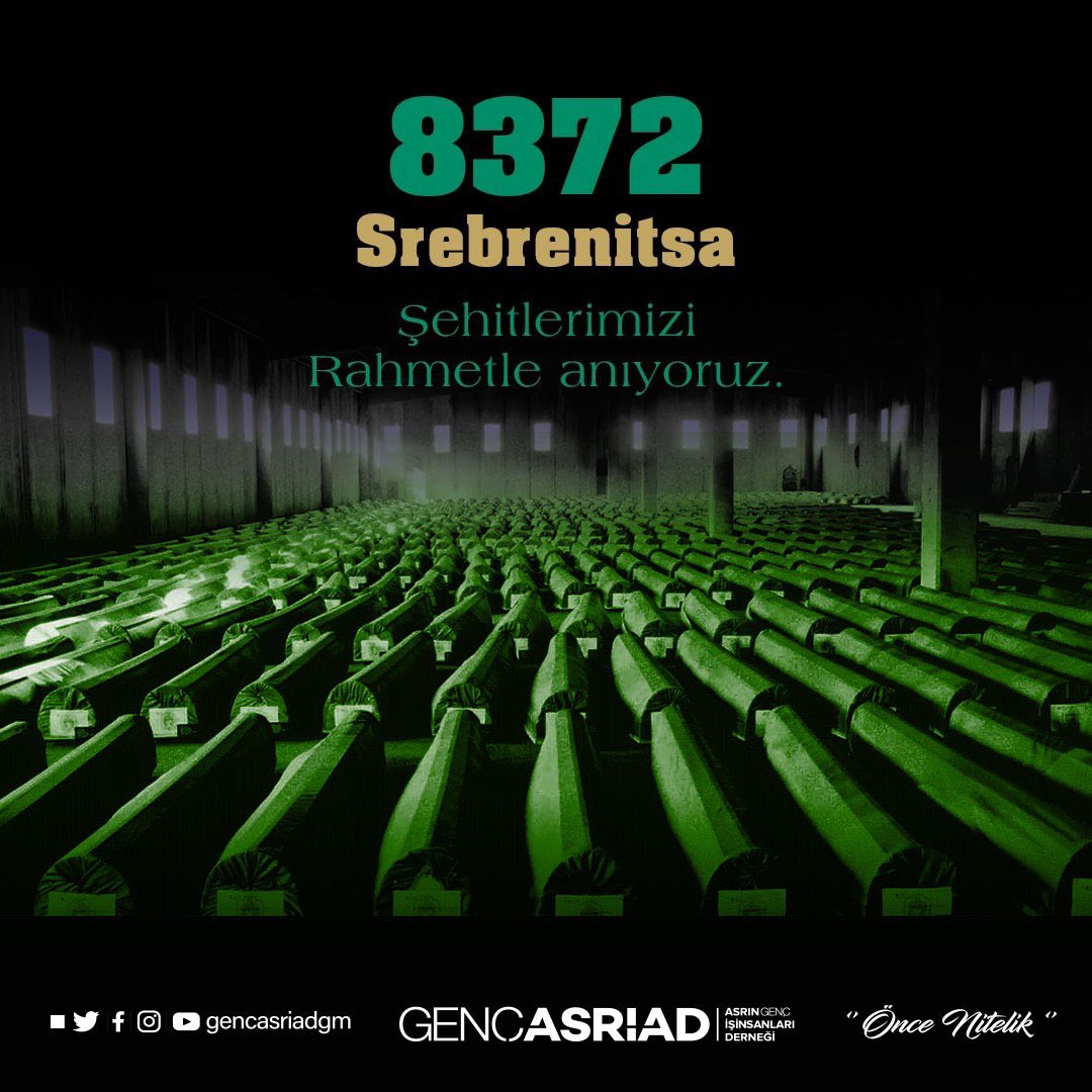 #Srebrenitsa Soykırımında hayatını kaybeden şehitlerimize bir kez daha Allah’tan rahmet diliyoruz.