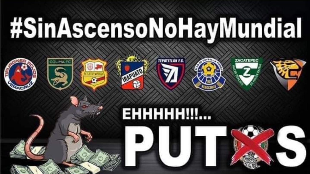 hugoch27's tweet photo. #SinAscensoNoHayMundial 
@FMF y televisoras , acaso ustedes pensaron en las aficiones y jugadores que se quedaron sin trabajo e ilusionaron? Esto no es un equipo,es todo México harto de ustedes https://t.co/7BNzpzCtbU