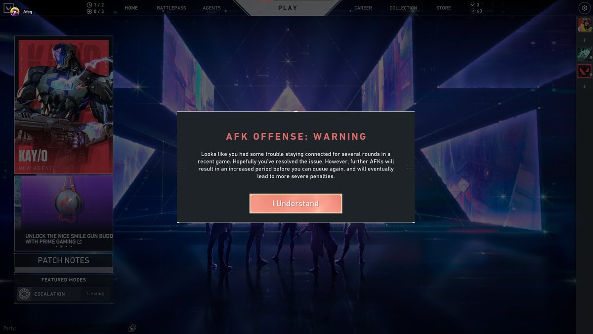 Flareblaze17's tweet photo. got AFK warning when the game got me dc many times with my teammates https://t.co/UyMdDoDwxs