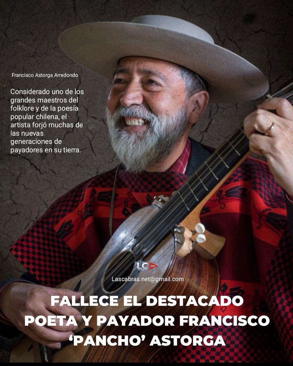 #mostazal #regiondeohiggins Académico, folclorista, un referente del canto a lo humano y lo divino. Francisco Astorga Arredondo falleció en las últimas horas como una víctima más del Covid-19.facebook.com/34848791884616…