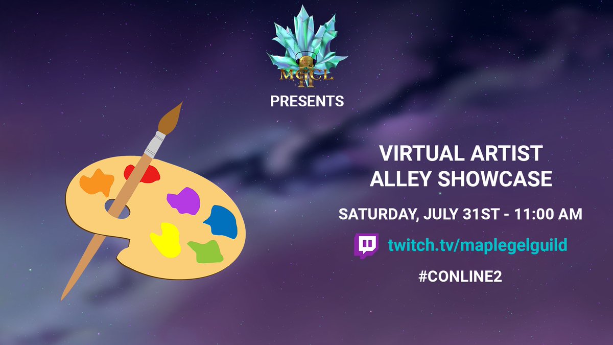 maplegelcon's tweet image. The Virtual Artist Alley Showcase returns at Maple Gel Con-line 2! We love highlighting the artists who come to Maple Gel Con, and showing off their incredible work. This a must watch if you haven’t had a chance to browse their stores yet. #Conline2 #Conline #MGC #Artist #Tales