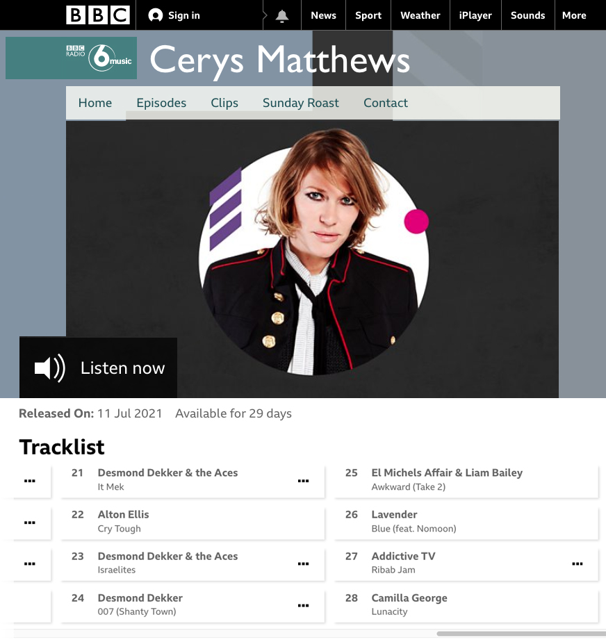 AddictiveTV's tweet photo. Sunday sunshine in great company alongside Desmond Dekker, Ennio Morricone, @chillygonzales and @Damonalbarn!🙂@CerysMatthews just played our 'Ribab Jam' track on her BBC Radio 6 Music show calling our #OrchestraOfSamples a "fascinating project” BIG THANK YOU and to @angie_lemon https://t.co/4Wfz9MlYwf