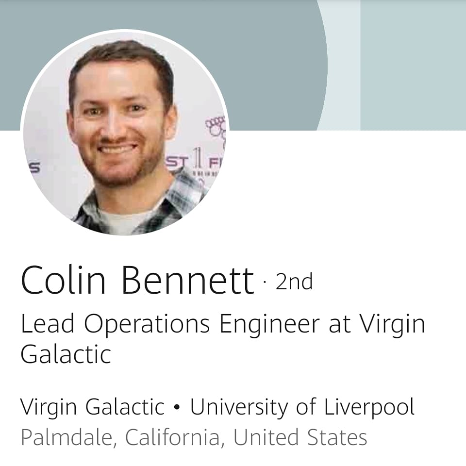 NWSpaceCluster's tweet photo. Huge congratulations to @virgingalactic &amp; @richardbranson on todays #Unity22 flight.

Special mention to new Astronaut Colin Bennett, @LivUni alumni

#NWSpace #SpaceIsGreatBritain #WeNeedMoreSpace https://t.co/93UswKMQlK