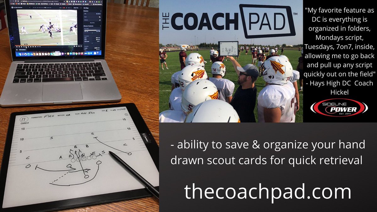 Working on some install, game planning or scout cards over the next couple weeks? Store all them on The Coachpad and take out to the practice field! 

thecoachpad.com 

#PoweredUp #football #coach #R4 #coaching #highschool #sports