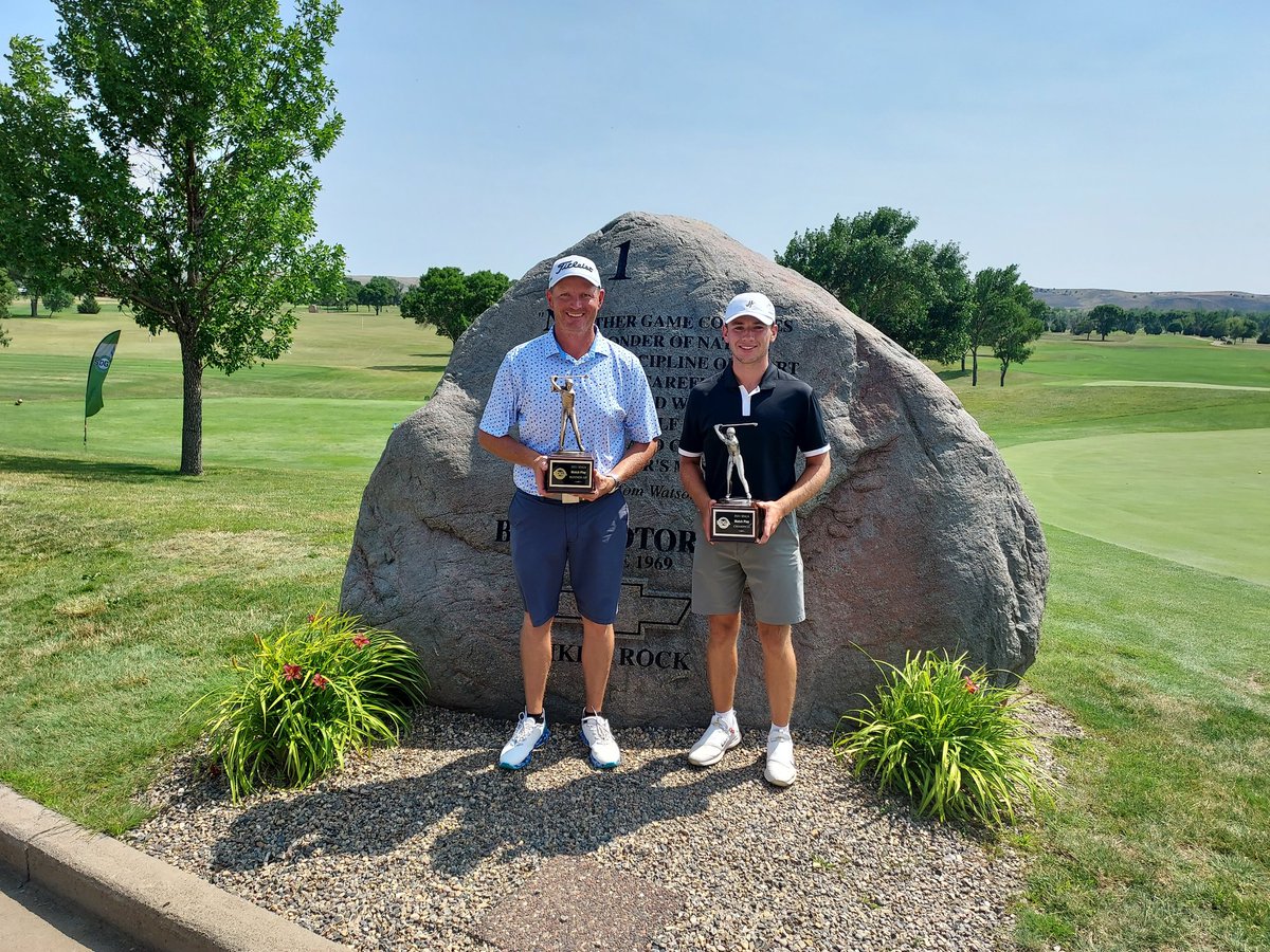 SDGAgolf's tweet photo. Bryce Hammer of Sioux Falls birdies the last two holes to go from 1 down to 1 up and defend his @SDGAgolf Men's Match Play Championship over Ryan Jansa of Sioux Falls. Impressive play by both players to make the finals match 2 years in a row. https://t.co/xMicH1f2TM