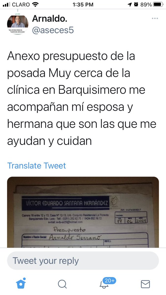 diana_rosenberg's tweet photo. ARNALDO 🆘requiere urgente cirugía de corazón abierto.Tiene presupuesto de una posada en Barquisimeto cerca de la clínica donde pudieran operarlo.Está devastado y en alto riesgo de morir👇info para donar en Zelle, gofundme,pago móvil 🙏@8ardv @ManuelConecta @malufrancis @Beadrian https://t.co/neYE6NpKET
