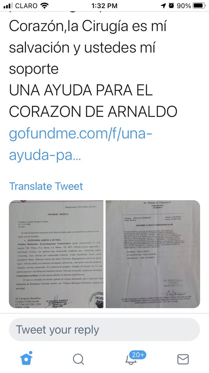 diana_rosenberg's tweet photo. ARNALDO 🆘requiere urgente cirugía de corazón abierto.Tiene presupuesto de una posada en Barquisimeto cerca de la clínica donde pudieran operarlo.Está devastado y en alto riesgo de morir👇info para donar en Zelle, gofundme,pago móvil 🙏@8ardv @ManuelConecta @malufrancis @Beadrian https://t.co/neYE6NpKET
