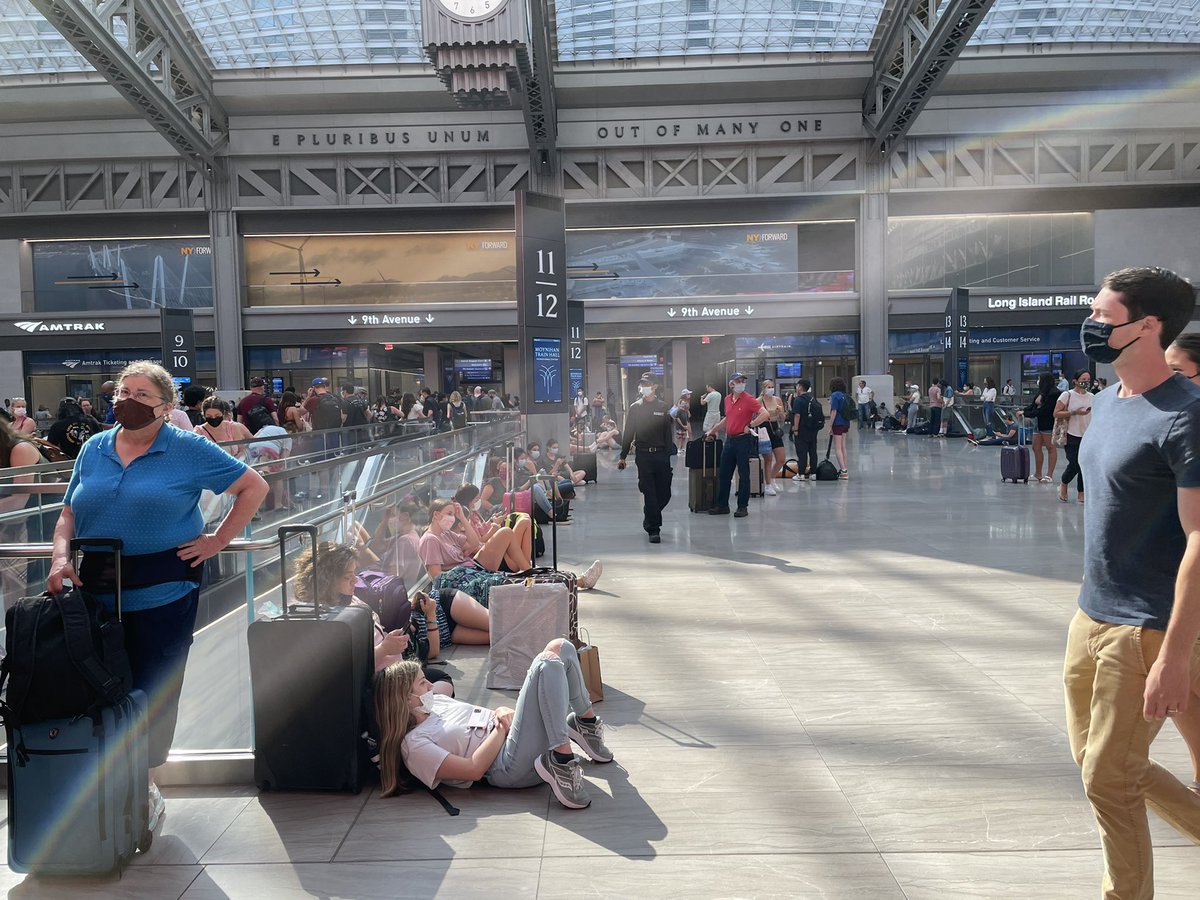 It was clear since Moynihan Train Hall opened that the waiting area was too small and didn’t have enough seats. Today, the waiting room is full and dozens of travelers are sitting on the floor. <a href="/NYGovCuomo/">Archive: Governor Andrew Cuomo</a>