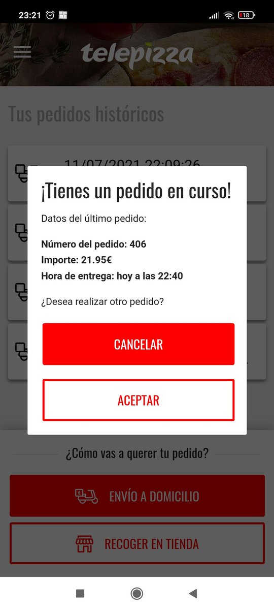 JoseAEN13's tweet photo. @telepizza_es En vez de sortear mandar las pizzas a tiempo. Pedido a las 22:40 hora de entrega y 23:20 y aún son pedido y sin que nadie me coja el teléfono. https://t.co/nzAoFaz3AX