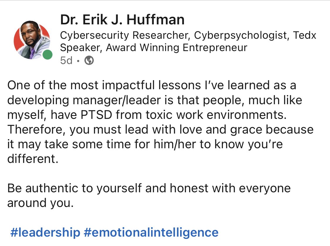 #Leadership #PTSD #EmotionalIntelligence #management