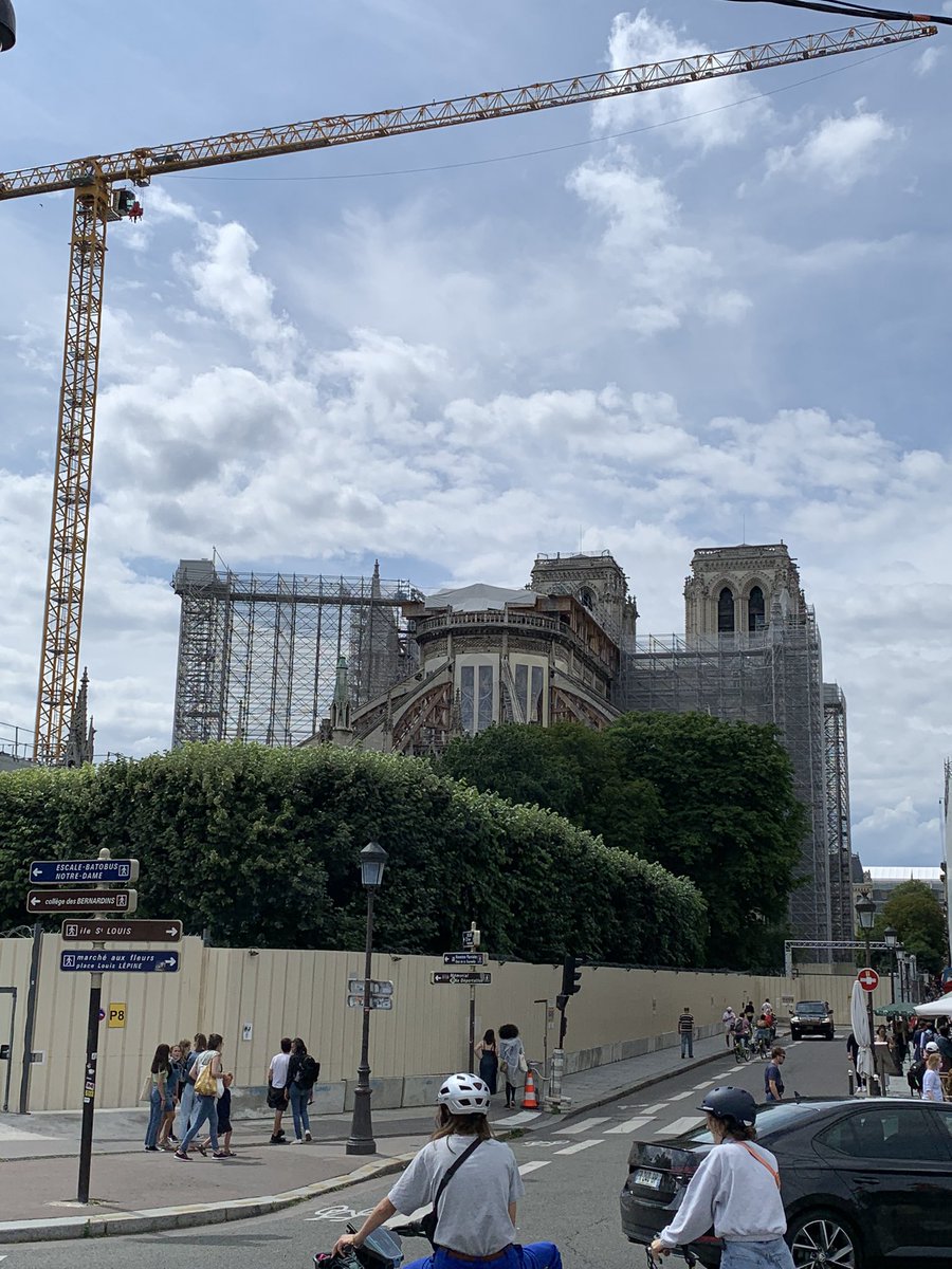 The grand old Lady Notre Dame putting on a brave face while behind the facade work continues at pace to give the 800 year old edifice a new life. If all goes well work will be completed in 3-4 years.