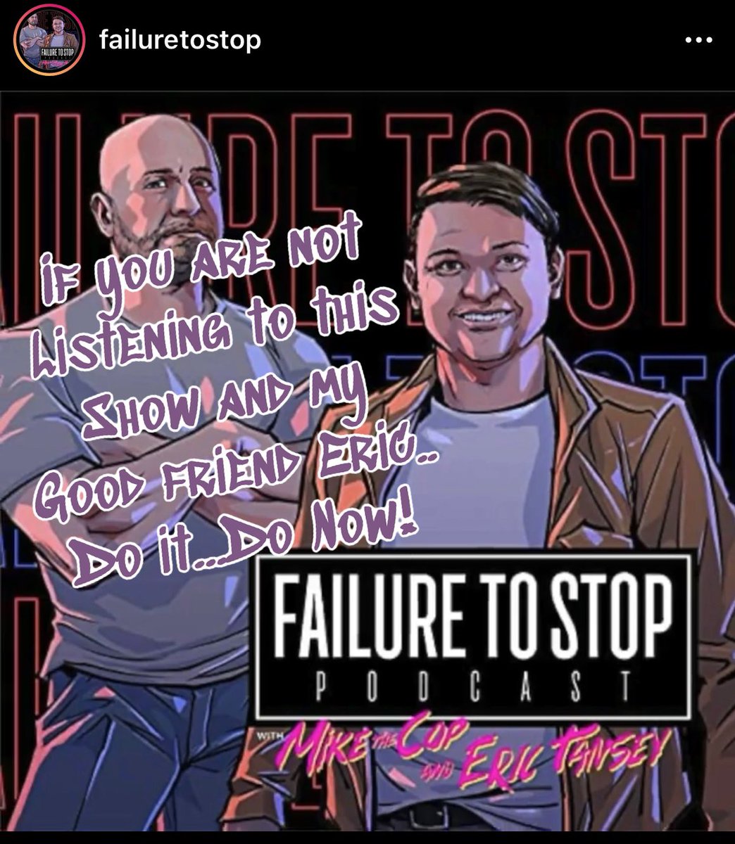 HikingWarrior81's tweet image. If you are not listening to my good friend Eric and his friend Mike The Cop on #failuretostop podcast you may want to rethink things! Listen them@and keep an open mind as shot is real on this show and gets real! Find them on #instagram at Failuretostop