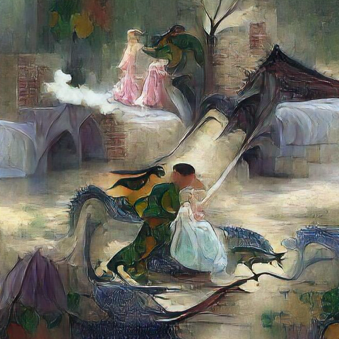 tweetcuento's tweet photo. Cuando el dragón atrapó al caballero la princesa fue al rescate. El dragón huyó añorando otros tiempos en que las princesas no sabían esgrima https://t.co/VqL31fN5iu