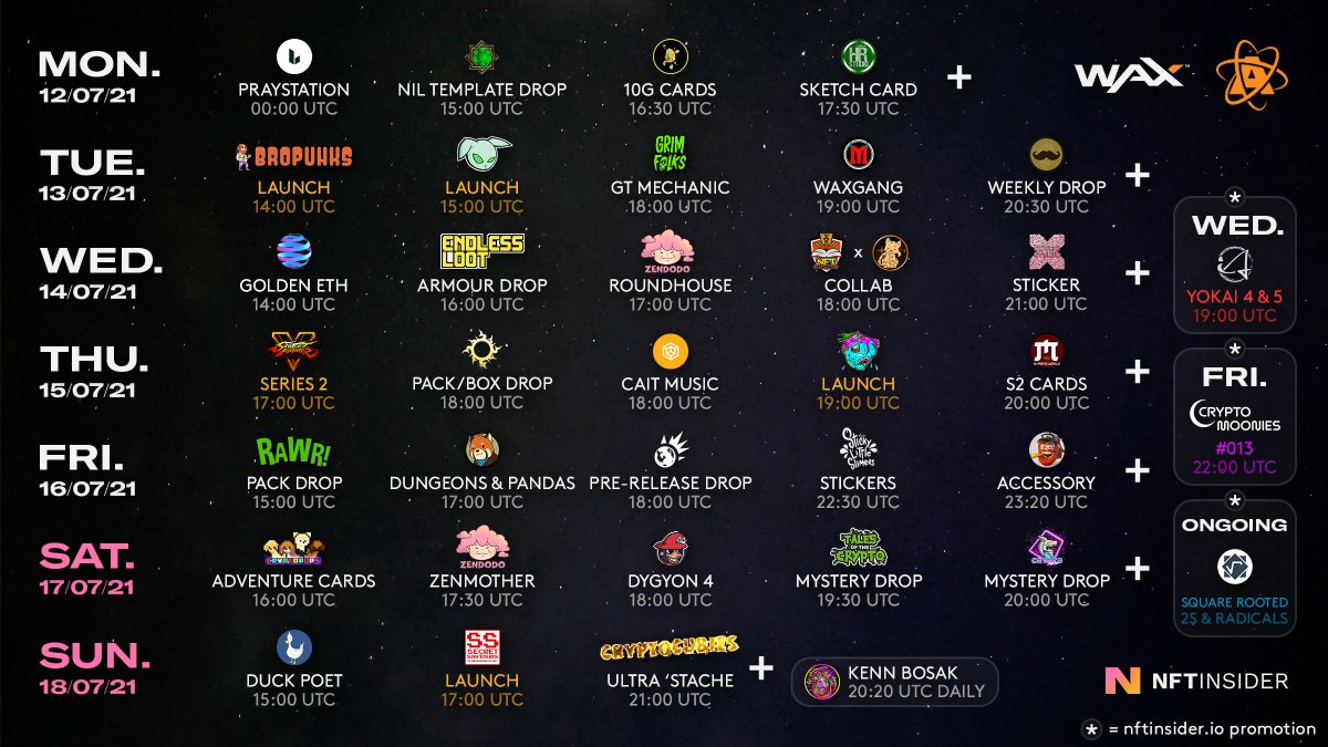 NFTInsider_io's tweet photo. What a GREAT week ahead for @WAX_io / @AtomicHub! 🤯 #NFTs #NFTartists 

📅 https://t.co/TrfvcXFTPN

@SquareRootedNFT @CreekDrops @arataishiki @GreenRabbitGame @LGNDART @bropunksnfts @joelcomm @teedubya @endlessloots @TalesotCrypto @kaosmoon_circle @galeria_nft @ZendodoParty https://t.co/YRlHiz19oJ