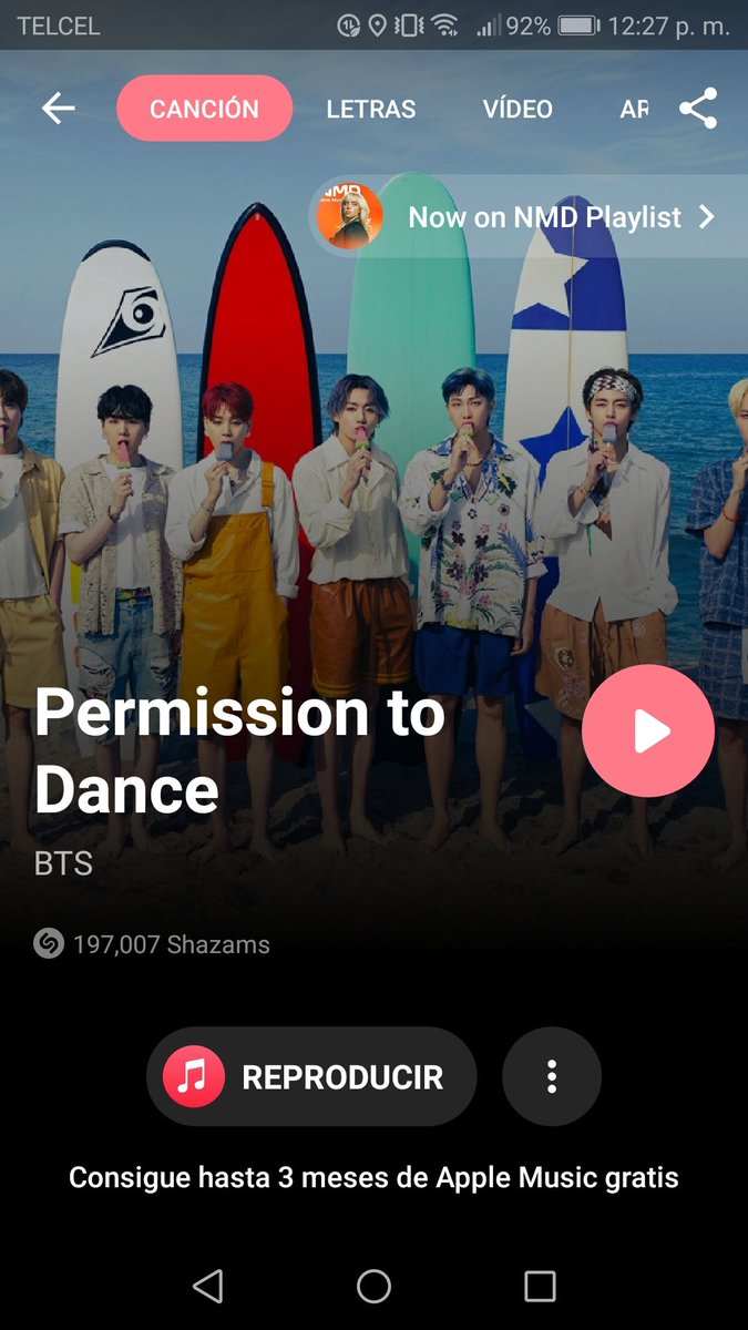 ARMY05CM's tweet photo. VAMOS ARMYYYYYY UNANSE AL STREAM PARTY ๐. AUMENTEMOS LOS NUMEROS Y NO SE OLVIDEN DE USAR SHAZAM๐๐โจ
@BTS_twt #BTS
#STREAMINGPTD #PermissonToDance https://t.co/Jla1Flyacz