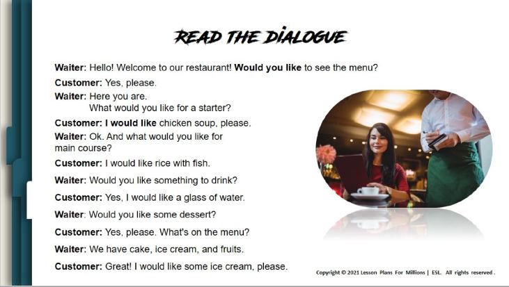 BethlehemMilli1's tweet photo. L.18 Let's Order at the Restaurant! English material for Level 2/ A1.2 ESL students. The full version, along with the Teacher's Note and Homework , is available at LPM. https://t.co/0RfU4YOiIK #ESLteachers #TEFL  #الإنجليزية   #englishteacher #vocabulary #englishlessons #ingles https://t.co/KgKx2CpXSX