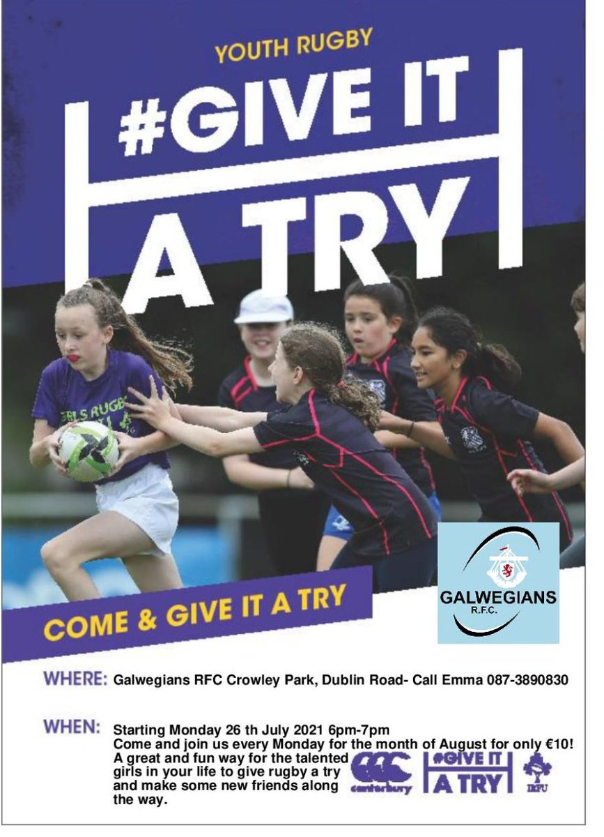 We see delighted to be running Give It A Try again this year for all girls aged 8-14! Starting July 26th 6pm-7pm come join us for guaranteed fun💙 DM for more info or contact Emma at the number below!