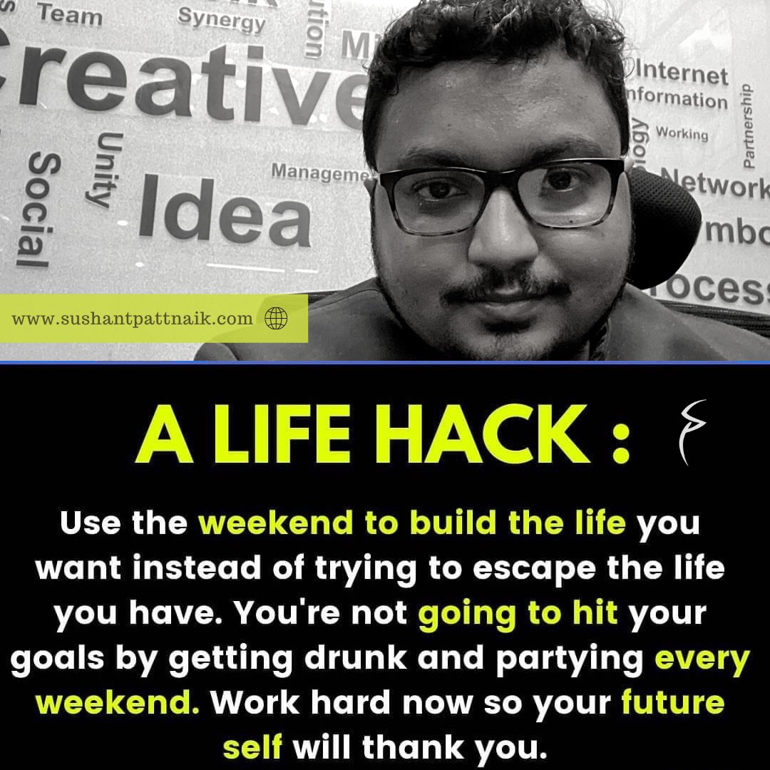 sushantinthinks's tweet photo. A Life Hack : Work hard now so your future self will Thank You !
#lifehack #sushantpattnaik #empoweringfuture #motivation #motivationalquotes #motivationalspeaker #seminar #webinar #innovator #entrepreneur #entrepreneurlife #entrepreneurship #tedspeaker #inkfellow https://t.co/XwlVpRrUlv